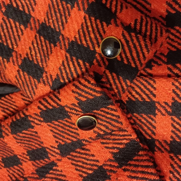 Anne Klein ILGWU Vintage Buffalo Plaid Shoulder Pads Wool Silk Blazer 10 Petite - Picture 8 of 10